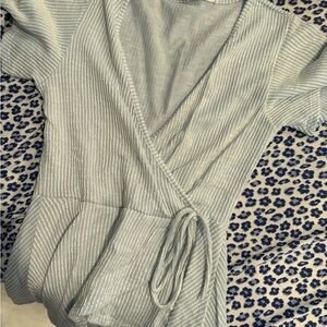 Caution To The Wind Light Blue Textured Top